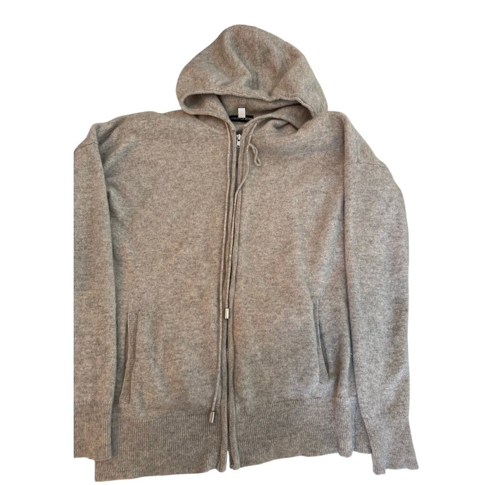 Veronica Beard Cashmere Knit Hoodie Womens Size 10 Gray Zip Up Comfy Preppy Warm